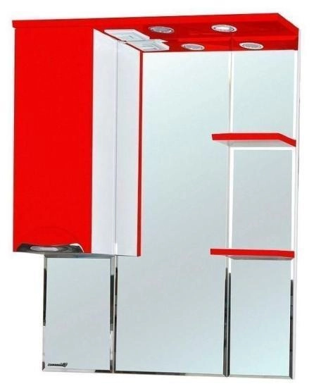 Зеркало-шкаф Bellezza Альфа 75 L с подсветкой красный