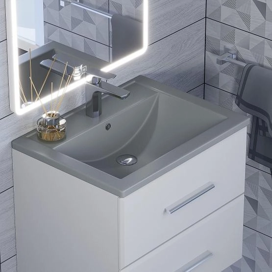 Раковина кварцевая Uperwood Foster Quartz 60 см, серая матовая, бетон