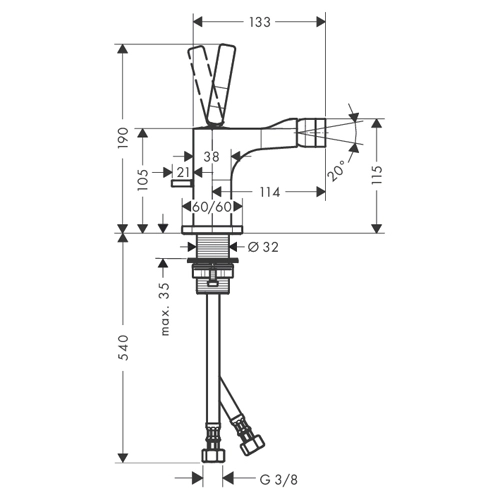 Смеситель для биде Axor Citterio E 36120000 хром,с донным клапаном