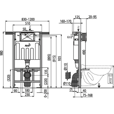 Инсталляция AlcaPlast Jadromodul AM102/1000 для унитазов