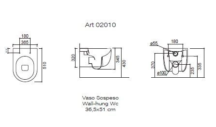 Унитаз подвесной AXA GLOMP 0201001 NoRim безободковый