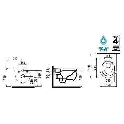 Унитаз Bien VOKHA MDKA052N1VP0B7000 подвесной безободковый сиденье микролифт, цвет черный матовый