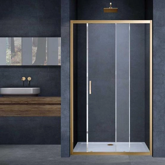 Душевая дверь Vincea Alpha VDS-3AL110CLG, 1100, брашированное золото, стекло прозрачное