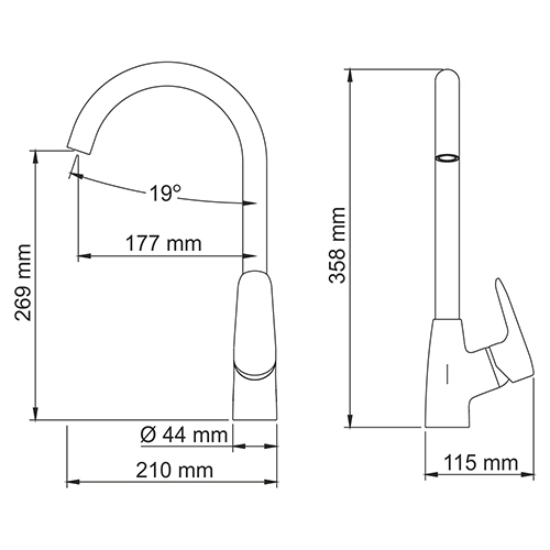 Смеситель Wasserkraft Vils 5607 для кухни с поворотным изливом