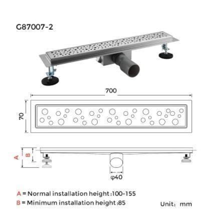 Душевой трап Gappo G87007-2 из нержавеющей стали 70 см