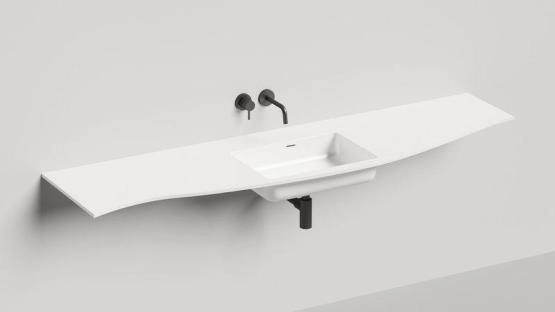 Раковина Salini ONDA PLUS S-Stone покраска RAL матовая 200x55 1402203MNF столешница без отв.смесителя