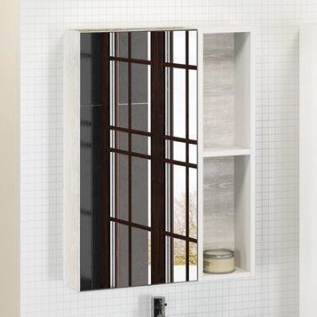 Зеркало шкаф Comforty Прага-60 дуб белый