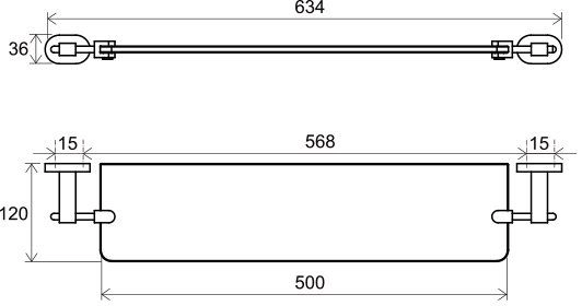 Полка Ravak Chrome CR 500.00 X07P195 64 см стеклянная