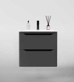 Тумба подвесная Style Line Марелла 60 (2 ящ.) Люкс антискрейтч серый, PLUS