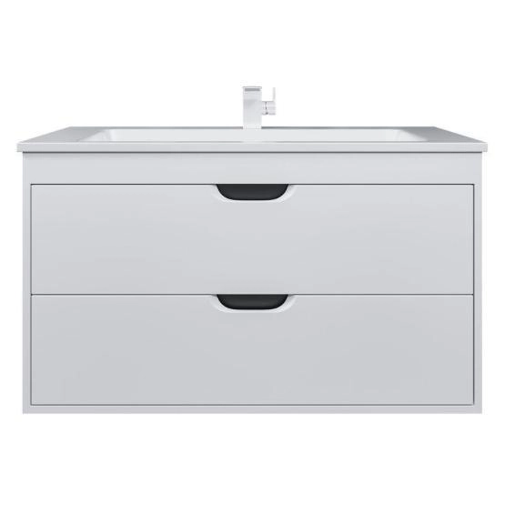 Тумба с раковиной для ванной Uperwood Modul 100 см, подвесная, матовая, белая/графит