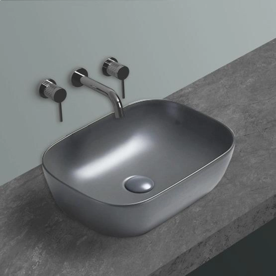 Раковина Vincea VBS-102MG, 455*325*135, накладная, цвет серый матовый фарфор