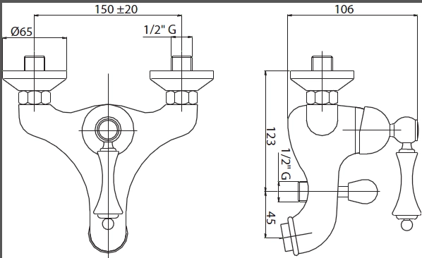 Смеситель CEZARES MARGOT-VM-02-Bi для ванны,бронза