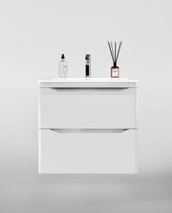 Тумба подвесная Style Line Марелла 60 (2 ящ.) Люкс антискрейтч белый глянец, PLUS