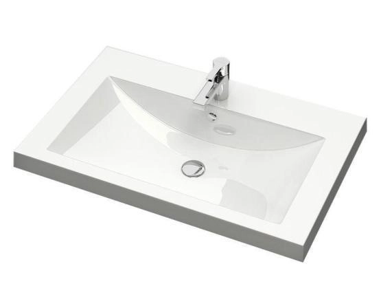 Раковина для ванной полувстраиваемая Uperwood Eva 75 см, прямоугольная, белая
