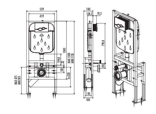 Инсталляция усиленная CREAVIT GR5004.01 для подвесного унитаза