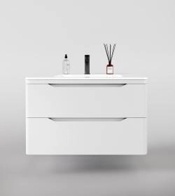 Тумба подвесная Style Line Марелла 90 (2 ящ.) Люкс антискрейтч белый матовый, PLUS