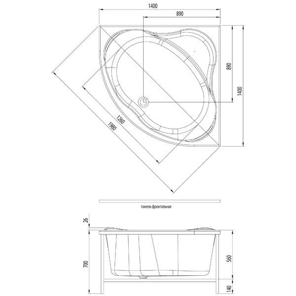 Ванна Aquanet Palau 140x140 без гидромассажа