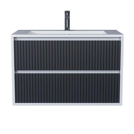 Тумба под раковину для ванной Uperwood Next Premium подвесная, 100 см, белая/графит, 2 ящика