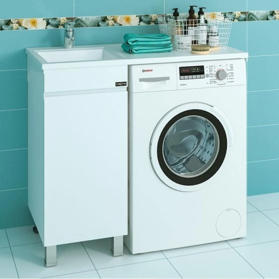 Тумба под раковину СаНта Марс-38 700221 над стиральной машиной, напольная