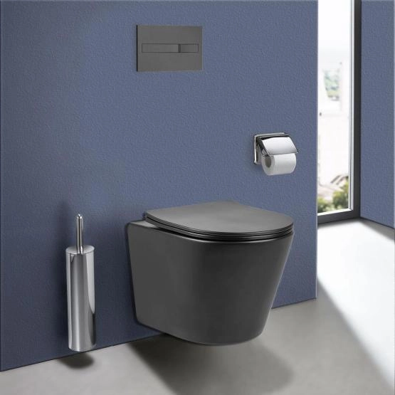Унитаз подвесной  Vincea Piatti VT1-11SMA, цвет антрацит матовый, ультратонкое soft-close сиденье