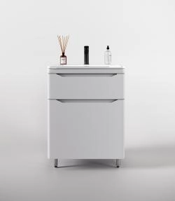 Тумба напольная Style Line Марелла 60 (2 ящ.) Люкс антискрейтч белый матовый, PLUS