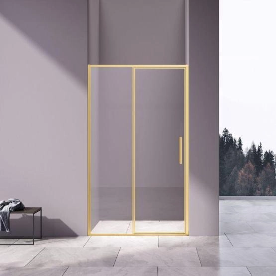 Душевая дверь Vincea Slim 8mm VDP-4SL120CLG, брашированное золото, стекло прозрачное