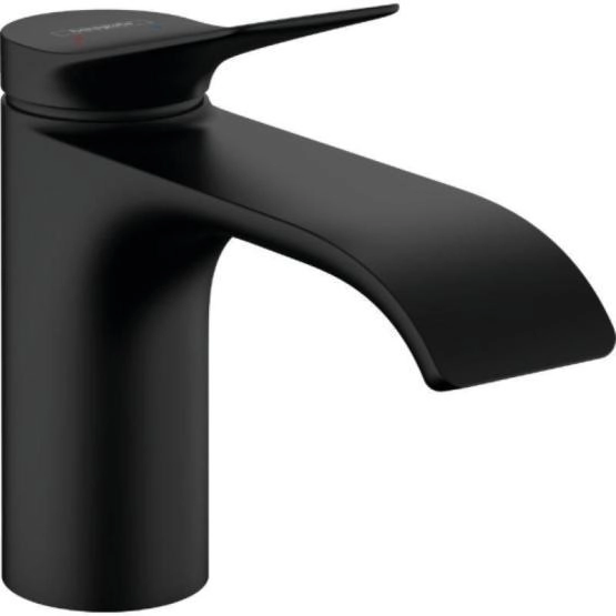 Смеситель Hansgrohe 75010670 Vivenis для раковины 80 мм, со сливным гарнитуром черный матовый