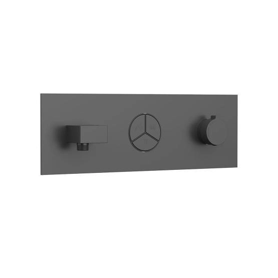 Встраиваемый смеситель Vincea для душа VSCV-432TGM трехфункциональный, термостатический, вороненая сталь