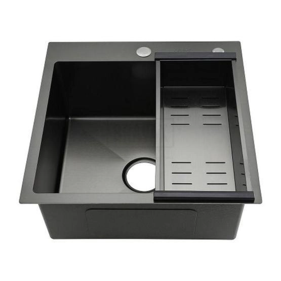 Кухонная мойка Gappo GS5050-6 500x500x215mm 0.8мм с коландером Черный