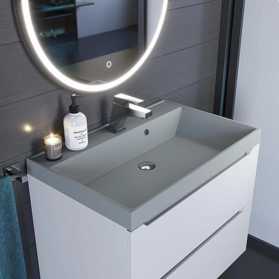 Раковина кварцевая Uperwood Classic Quartz 70 см, серая матовая, платина