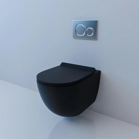 Унитаз ESBANO FORTEX торнадо черный матовый безободковый подвесной 555х370х370
