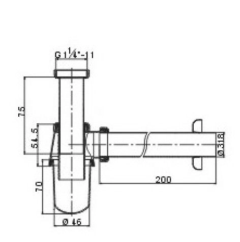 Rav Slezak MD0545 Сифон для умывальника диаметр 32мм с накидной гайкой 5/4" металл хром