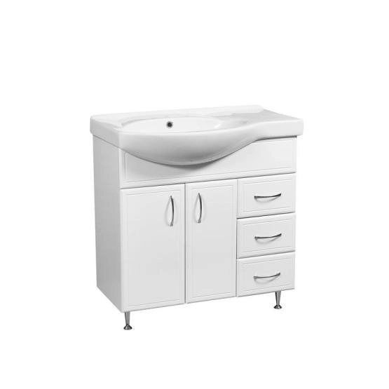 Тумба под умывальник Stella Polar Концепт 80, 3 ящ., Коралл 83, правая