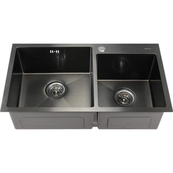 Мойка Melana ProfLine S7843HB 78x43 3,0/220 сатин графит 2-я чаша, врезная прямоугольная