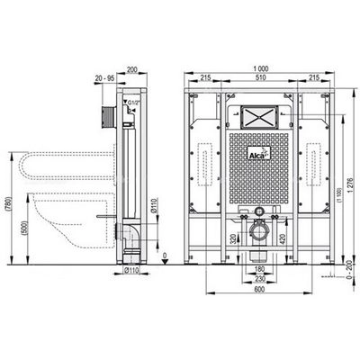 Инсталляция AlcaPlast Solomodul AM116/1300H для людей с ограниченными возможностями