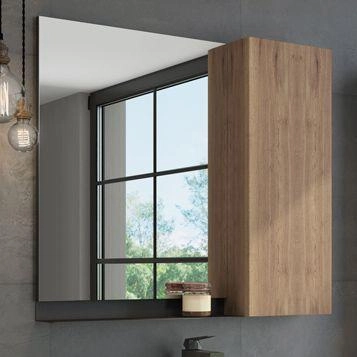Зеркало шкаф Comforty Кёльн-90 дуб темный
