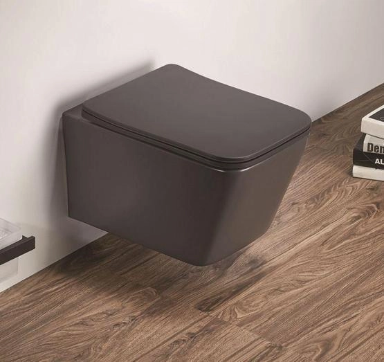 Унитаз Ceramalux 5170MDH подвесной безободковый сиденье микролифт серый матовый 520x350x345