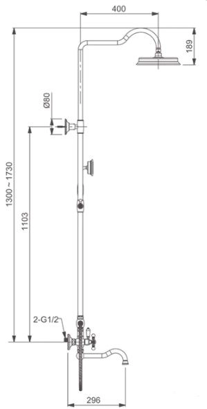 Душевая система Gappo G2489-6 для ванны, золото
