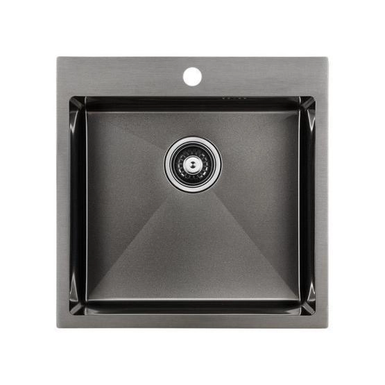Кухонная мойка Paulmark KRONER PM215151-GM вороненая сталь 510х510мм нерж. Сталь