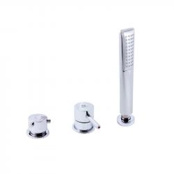 Смеситель Rav Slezak SEINA SE975.5P для ванны, цвет Хром на 3 отверстия с керамическим переключателем MD0448, шланг с пружиной длиной 2м