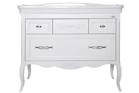 Тумба под раковину ASB-Woodline Модерн 105 Белый Патина Серебро