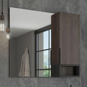 Зеркало шкаф Comforty Франкфурт-90 дуб шоколадно-коричневый