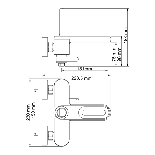 Смеситель Wasserkraft Kammel 1801 для ванны с коротким изливом