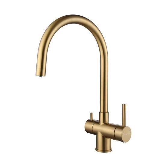 Смеситель для кухни Paulmark Heller брашированное золото He213218-BG, под фильтр