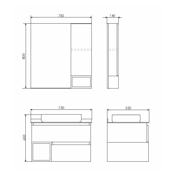 Зеркало шкаф Comforty Прага-75 дуб белый