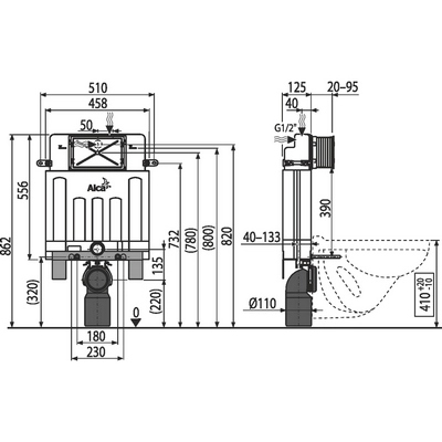 Бачок скрытого монтажа AlcaPlast Alcamodul AM100/850