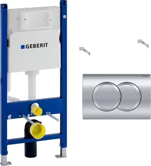 Инсталляция Geberit Delta 458.149.21.1 Duofix для подвесного унитаза, смывная клавиша Delta, хром глянец