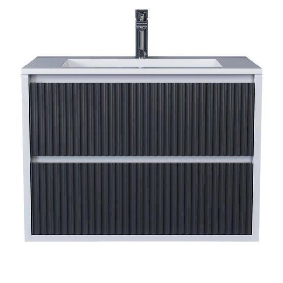 Тумба под раковину Uperwood Next Premium подвесная, 70 см, белая/графит, 2 ящика