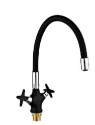 Смеситель Potato P58322-6 для кухни с гибким изливом, чёрный
