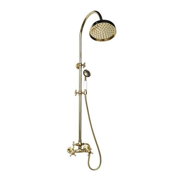 Душевая колонна Magliezza CLASSICO 1205-do со смесителем, верхним и ручным душем TL-3-do, тропическая лейка - d-200mm. золото